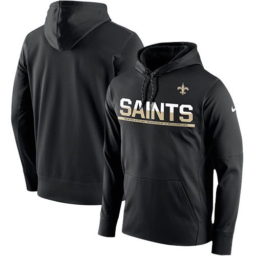 Men's New Orleans Saints Nike Black Sideline Circuit Pullover Performance Hoodie - Click Image to Close